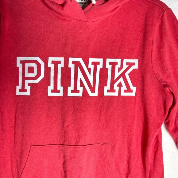 Victoria's Secret PINK Bright Pink Hoodie‎ with White Lettering Ladies Size S - Picture 3 of 10